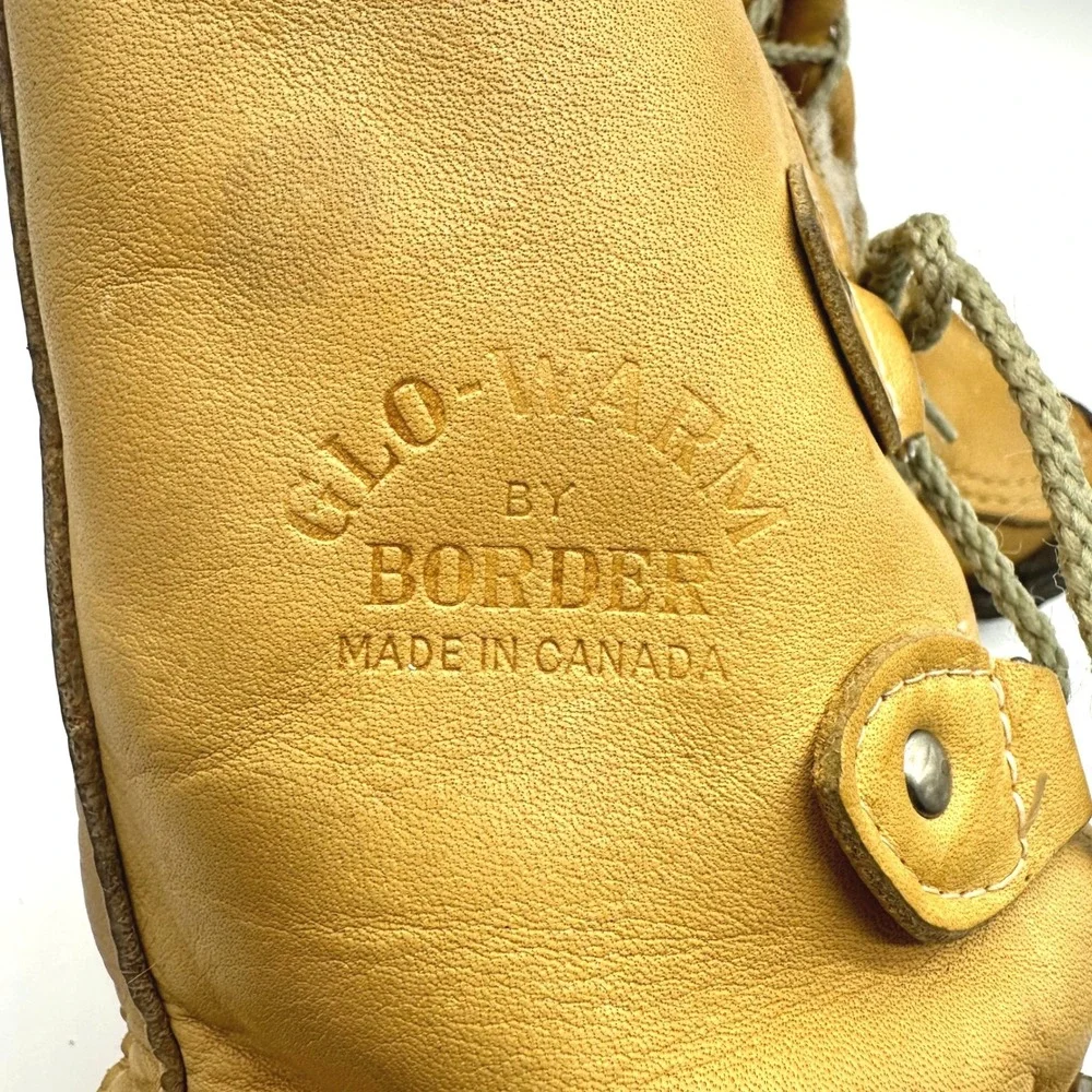 Vintage 70s Glo-Warm by Border Tan Leather Shearling Mukluk Canadian Boots 8